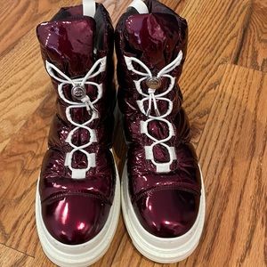 Authentic Chanel metallic snow boots